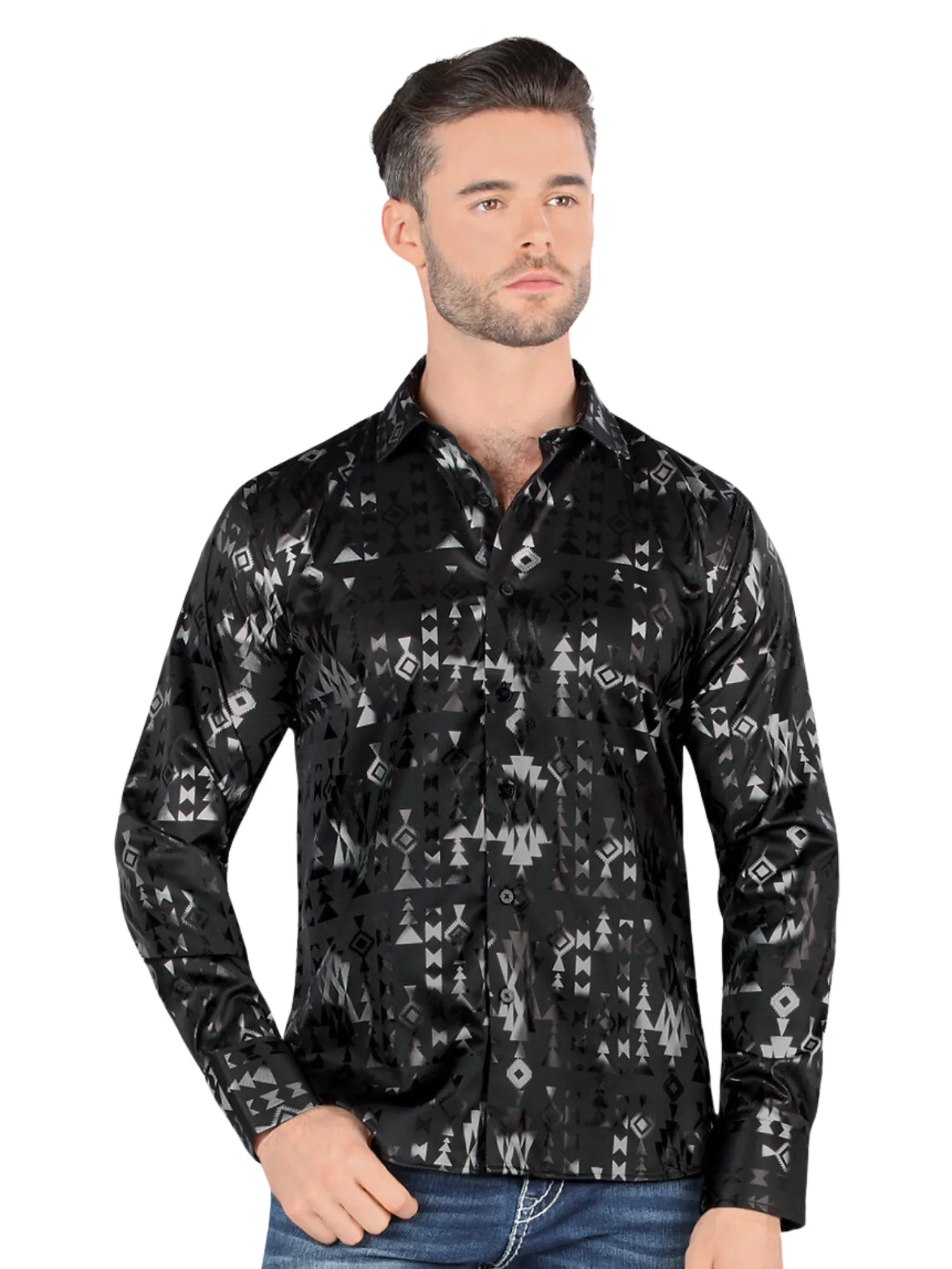 Camisa Casual Manga Larga Estampada para Hombre 'Montero' - ID: 0807
