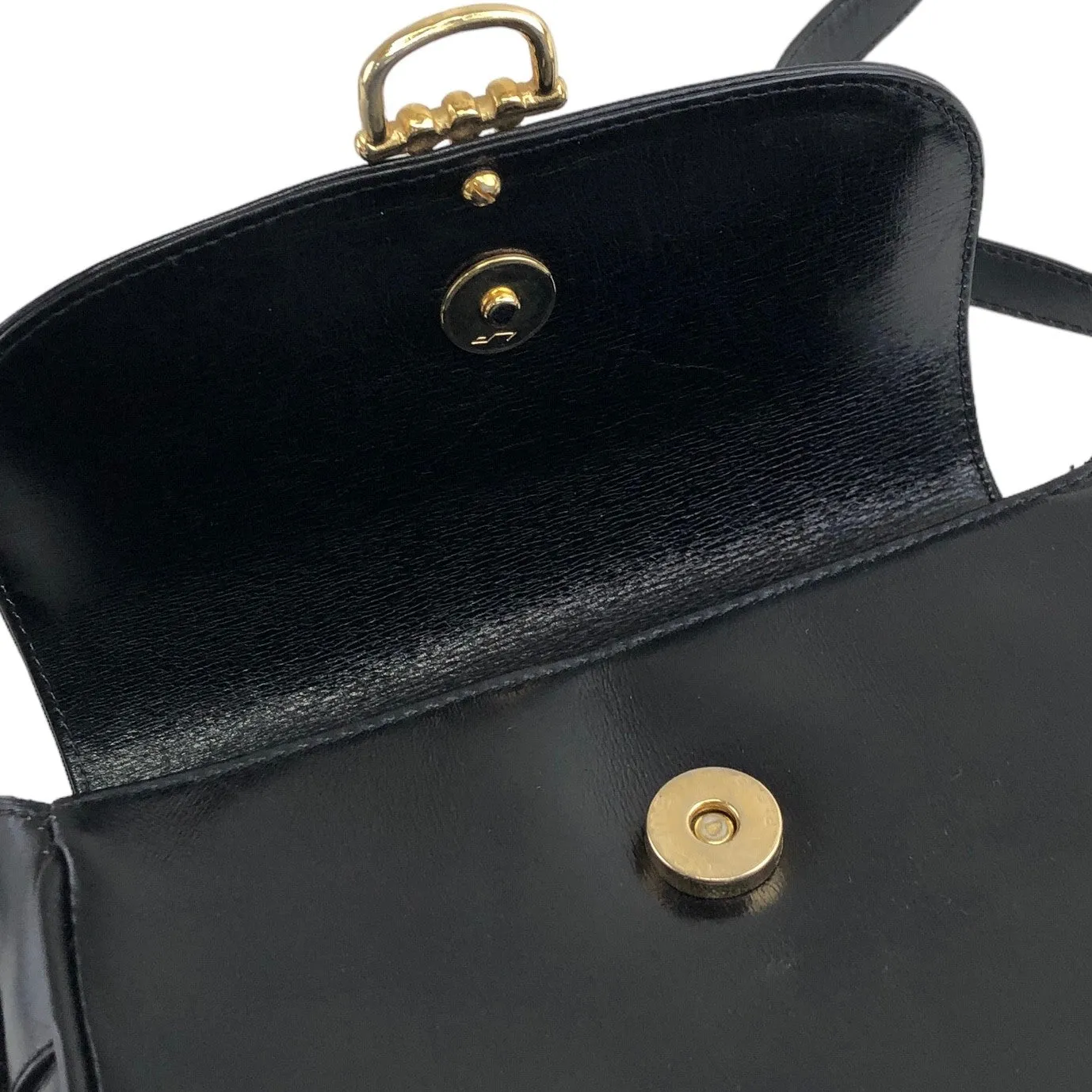 CELINE Horse Bit Shoulder bag Black Vintage essf4n