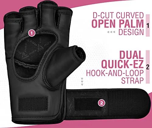 RDX Women's MMA Gloves Grappling Martial Arts Sparring Punching Bag Cage Fighting Maya Hide Leather Mitts Combat Training