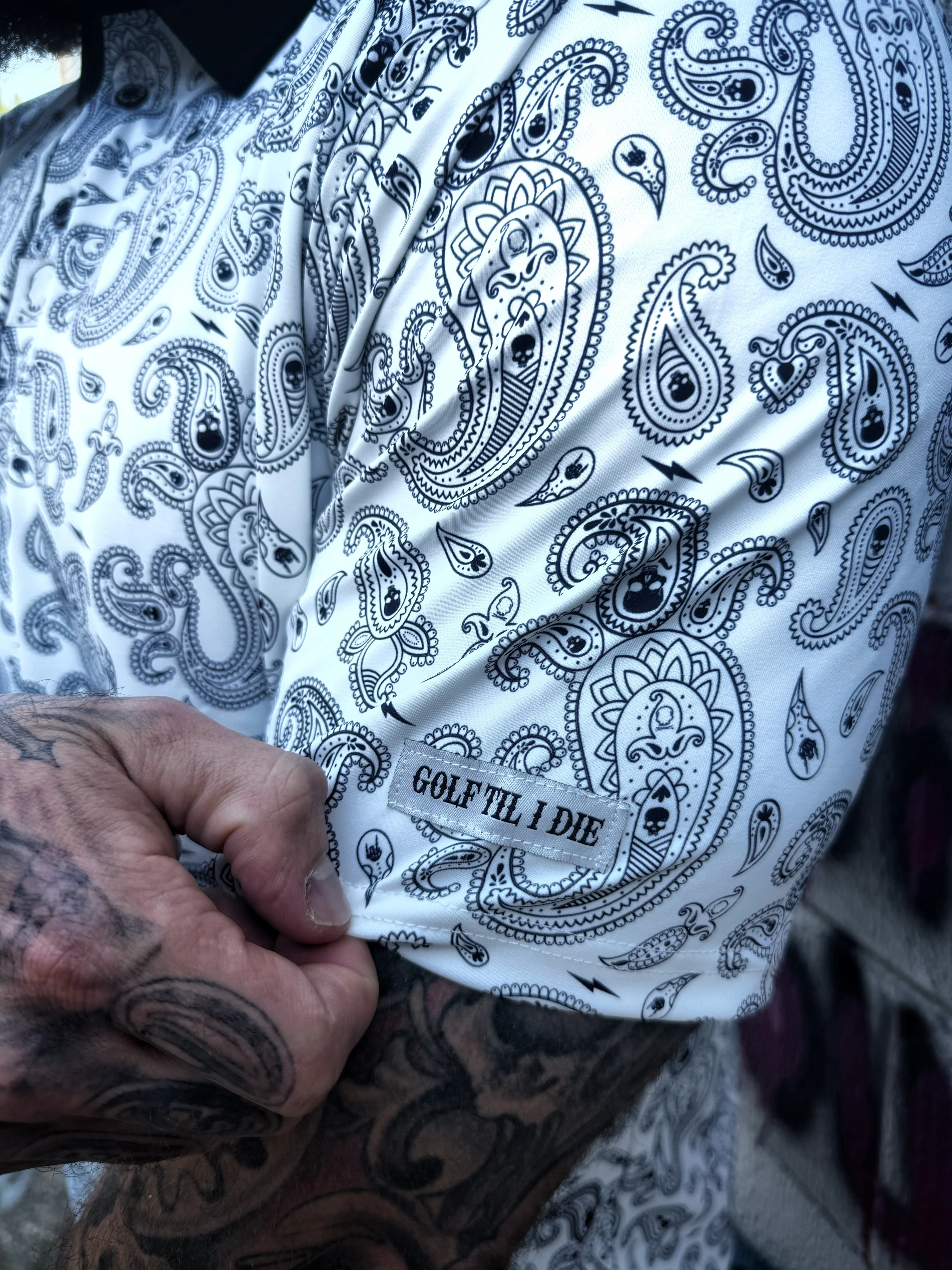 TDC WHITE PAISLEY GOLF POLO