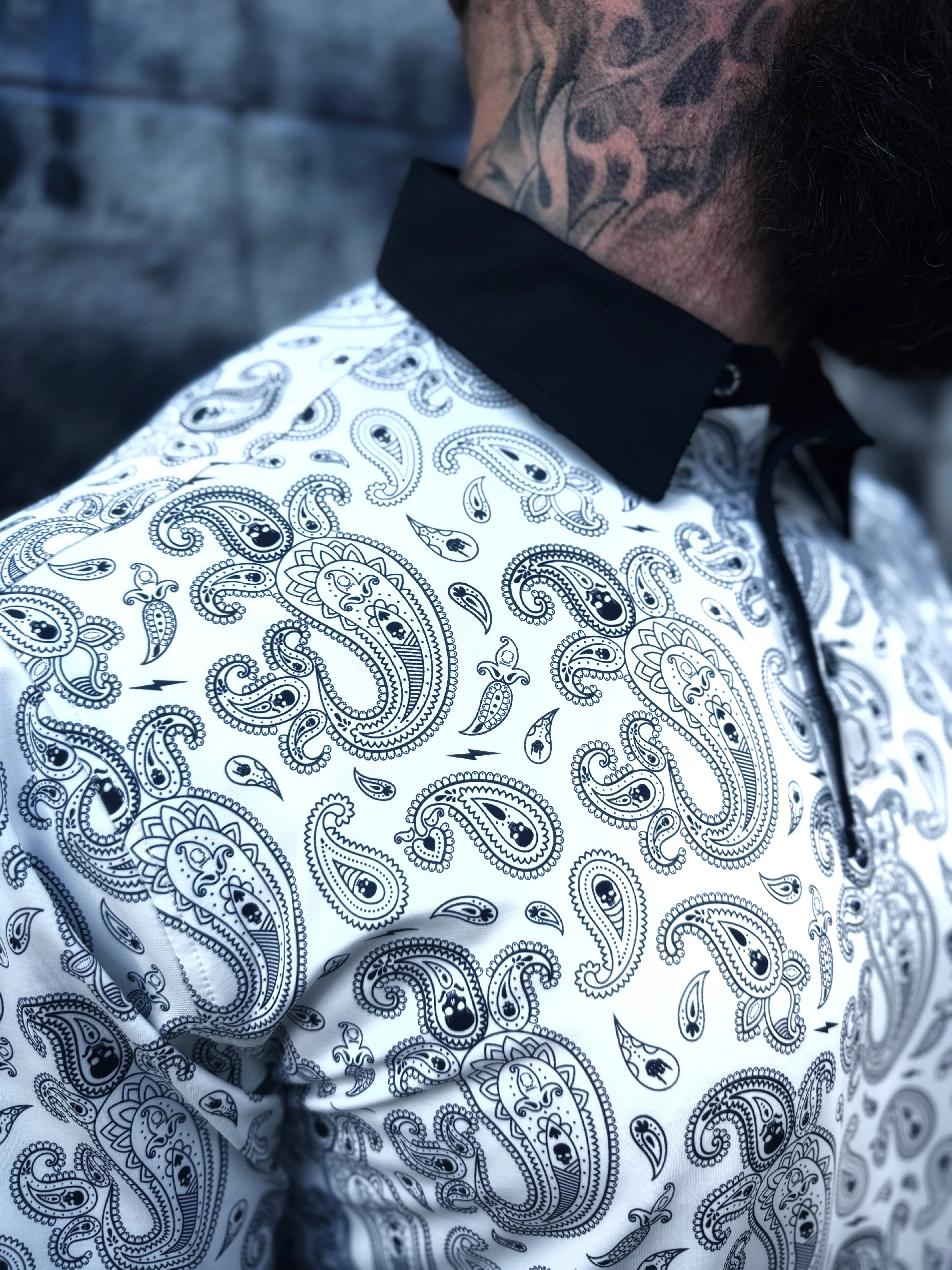 TDC WHITE PAISLEY GOLF POLO