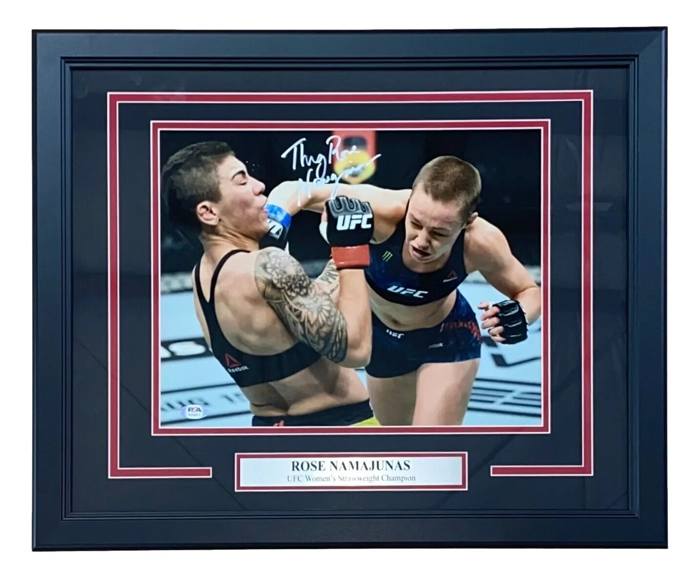 Thug Rose Namajunas Signed In Silver Framed Punch 11x14 Photo PSA